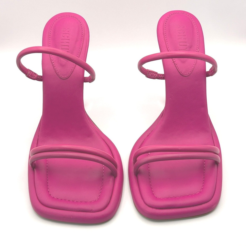 Schutz Hot Pink Agatha Square Toe Leather Sandals Women's 7.5B